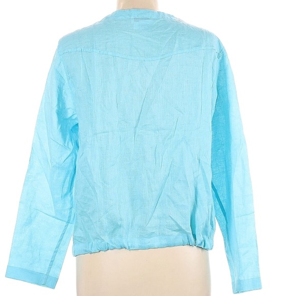 Vintage J. Marco 100% Linen Zip Button down Jacket crop Top Size Large - Picture 2 of 9